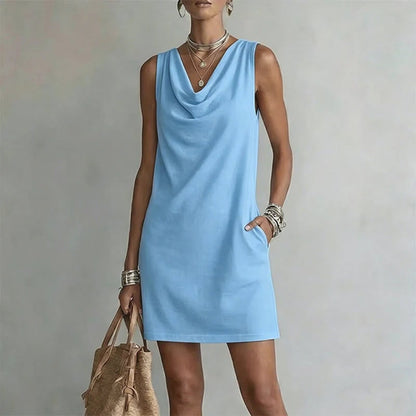 Elegant Slim Fit Cowl Neck Dress