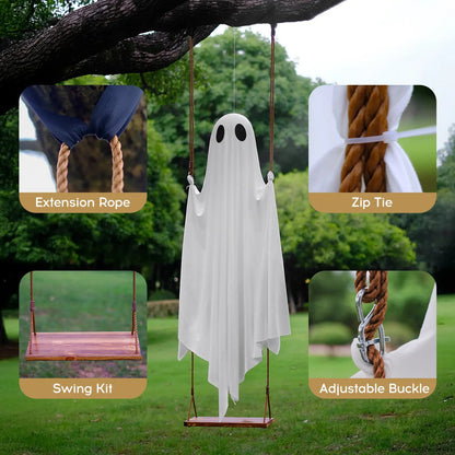 🔥Last Day 59% OFF🔥5FT Giant Lighted Halloween Ghost Swing – Create A Spooky Yard Scene