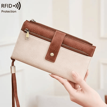 Women's long wallet, stylish clutch, elegant solid color RFID blocking leather wallet👛