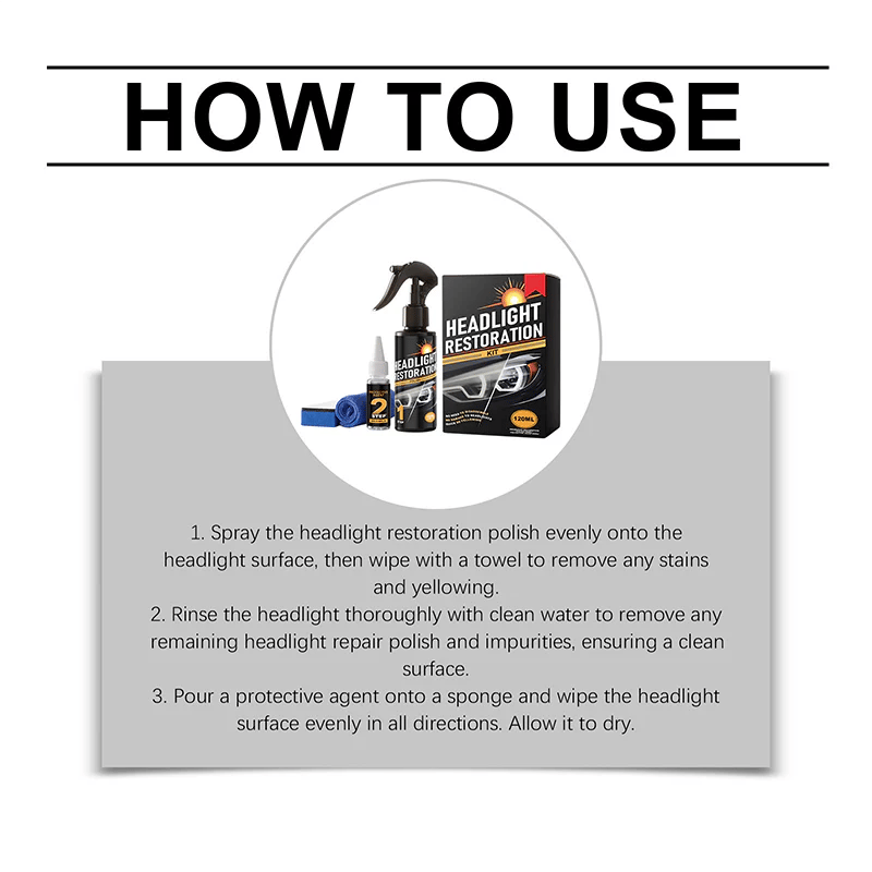 🥳2026 HOT SALE🥳💞50K+ SOLD!⏰🔧 Buy 2 Get 1 Free – LAST DAY! Headlight Restorer Kit – 2 steps, no disassembly. Removes yellow haze, restores clarity. Long‐lasting UV shield. 🚗✨