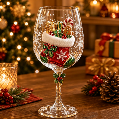 🎁✨Christmas 3D Wine Glass Collection Gift Box Set, Festive Decorative Wine Glasses Holiday Gift for Wine Lovers