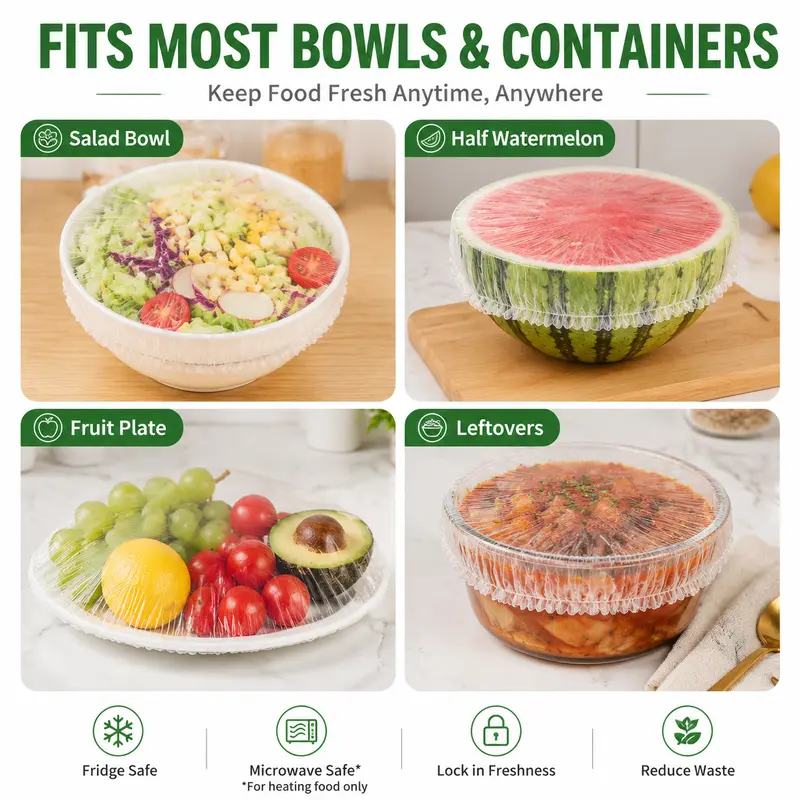 100PCS Disposable Stretch Food Covers for Bowls🍎🥗