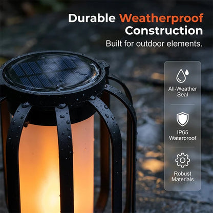 ☀️ Solar Flicker Flame Lantern - Waterproof & Automatic - Realistic warm light, perfect for patios, gardens or paths - no cable needed 🌙