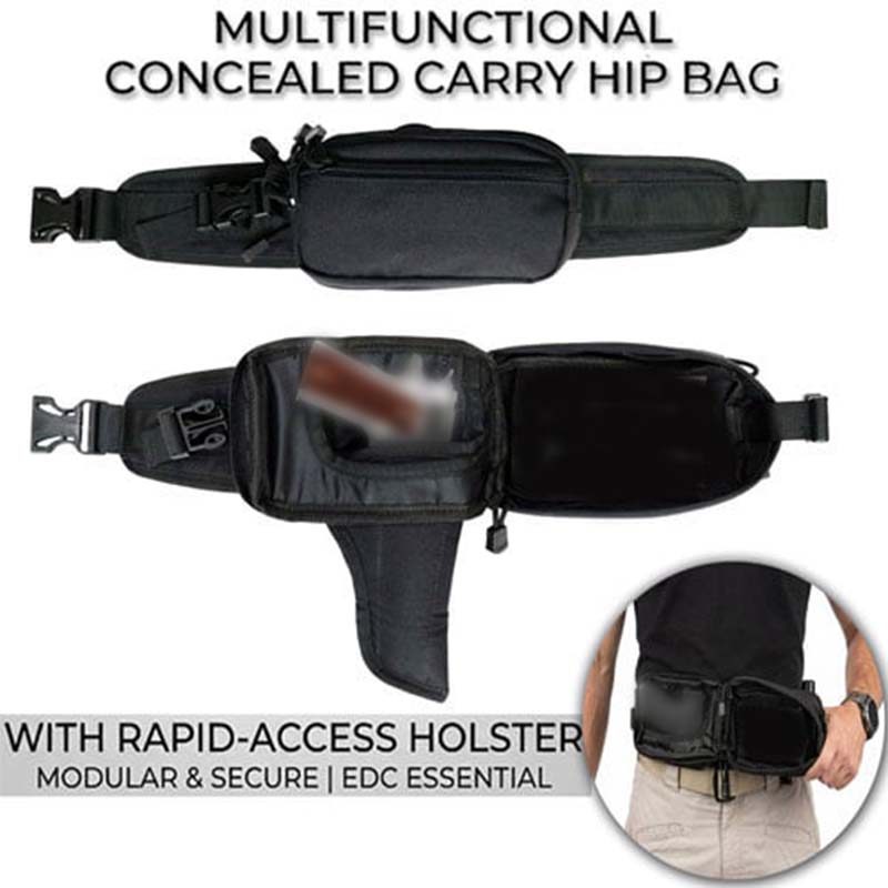 Multifunctional Concealed Carry Hip Bag with Rapid-Access Holster
