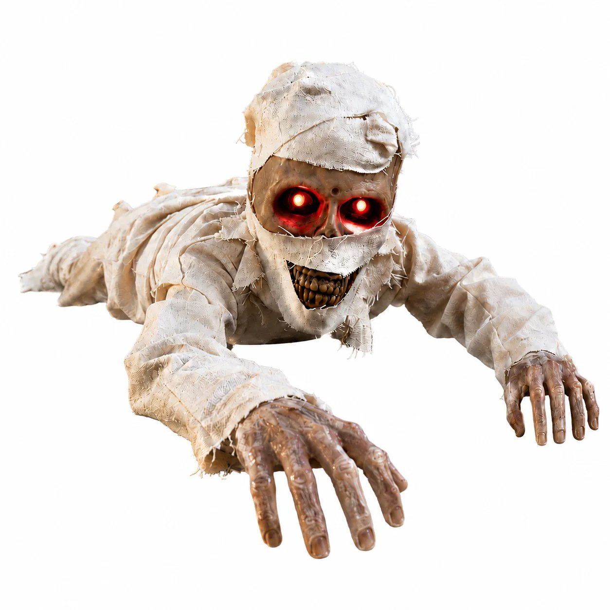 Sound-Activated Animated Crawling Mummy with Glowing Red Eyes