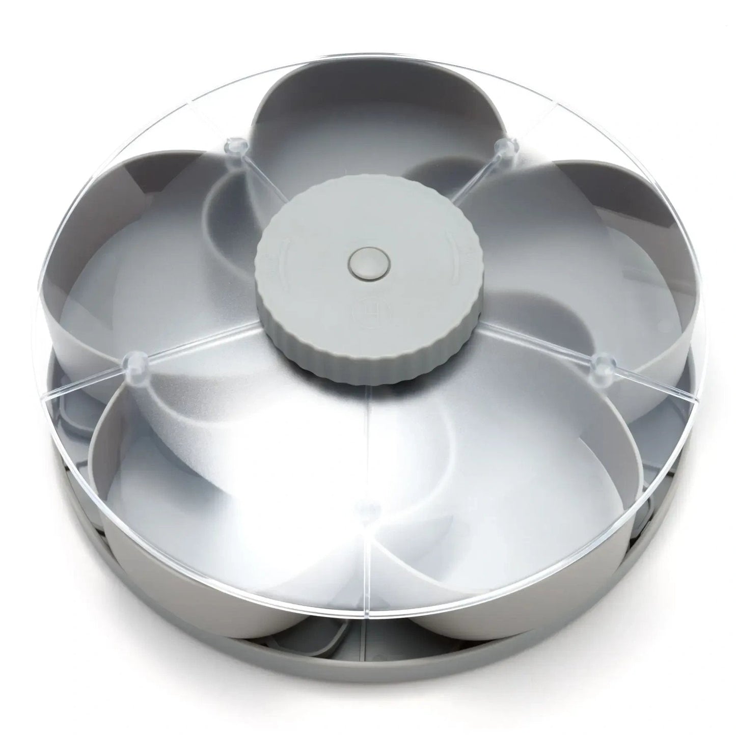 Hot Sale🍿✨ Divided Spin & Snack Serving Tray – 5-Compartment Rotating Party Platter