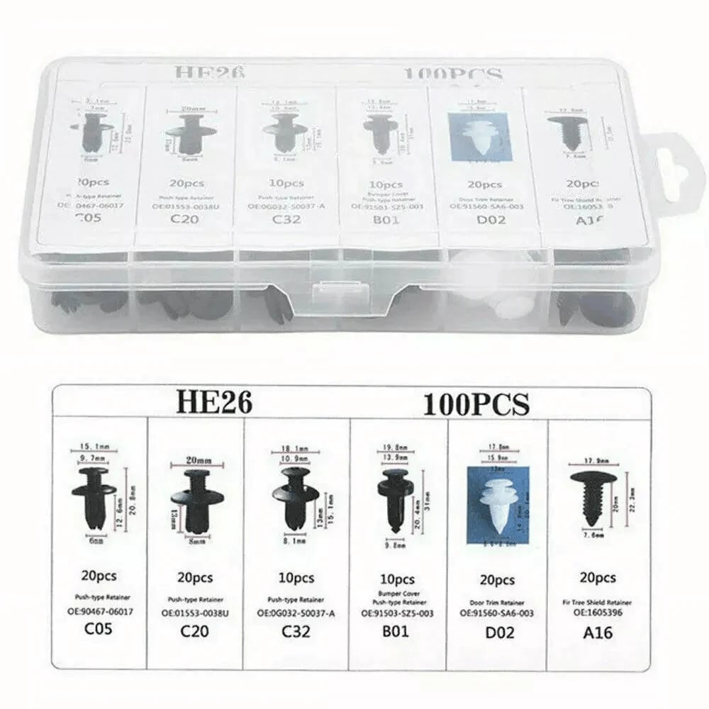 Expansion Screw Clips Set for Automobiles Mudguard Leaf Plates Door Panel Clips(100 PCS)