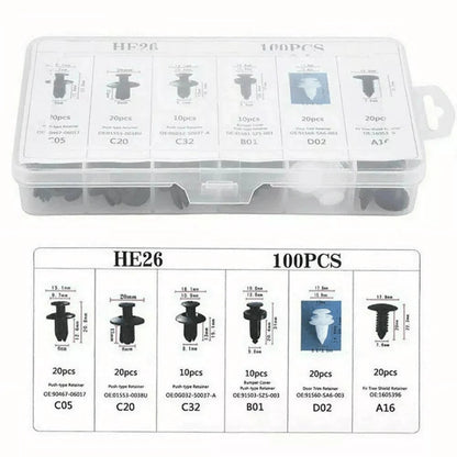 Expansion Screw Clips Set for Automobiles Mudguard Leaf Plates Door Panel Clips(100 PCS)