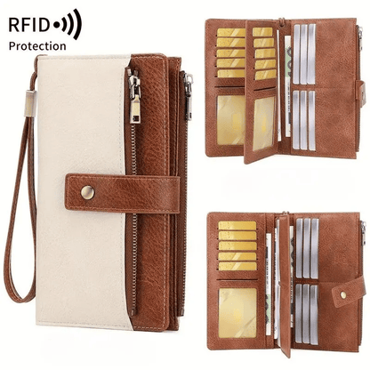 Women's long wallet, stylish clutch, elegant solid color RFID blocking leather wallet👛