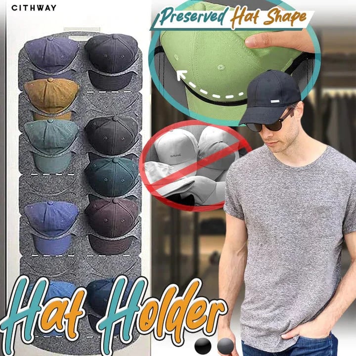 Hanging hat holder with multiple pockets