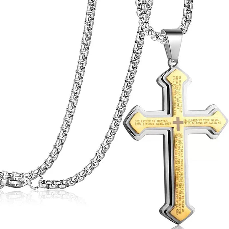Men's Lord's Prayer Cross Necklace