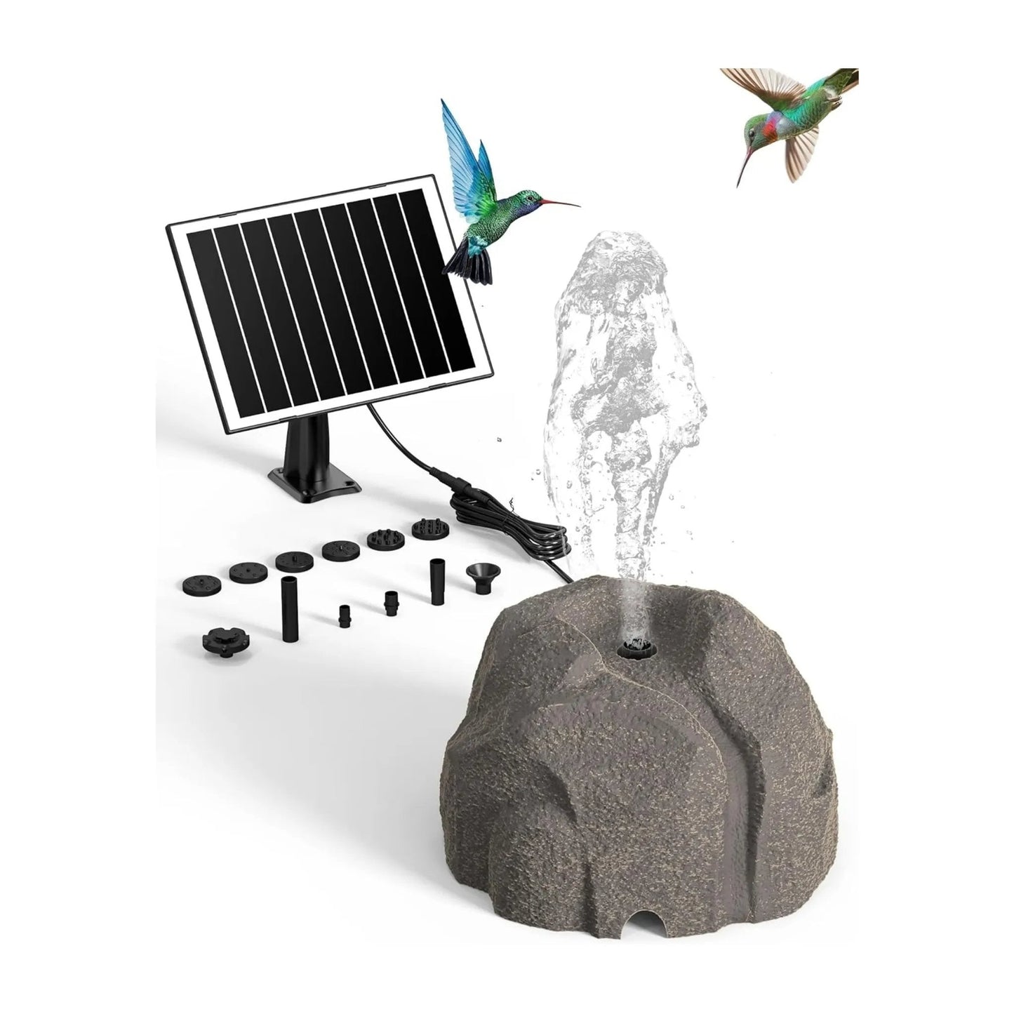 🐦⛲Realistic Granite Rock Solar Bird Bath Fountain - No-Cords Stone Decor
