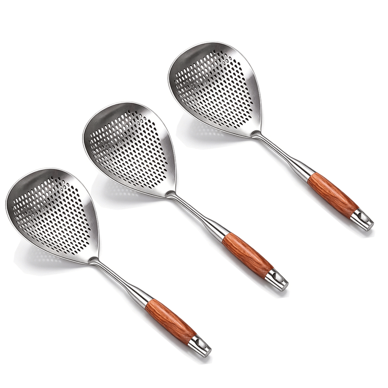 Wooden Handle Stainless Steel Skimmer