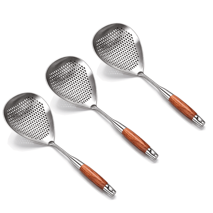 Wooden Handle Stainless Steel Skimmer