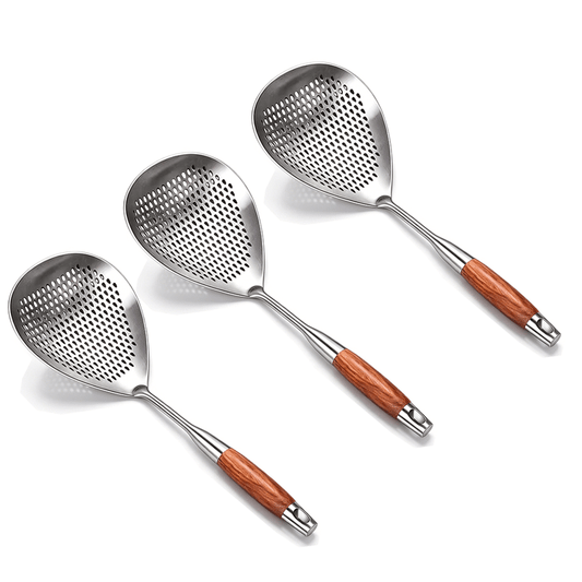 Wooden Handle Stainless Steel Skimmer