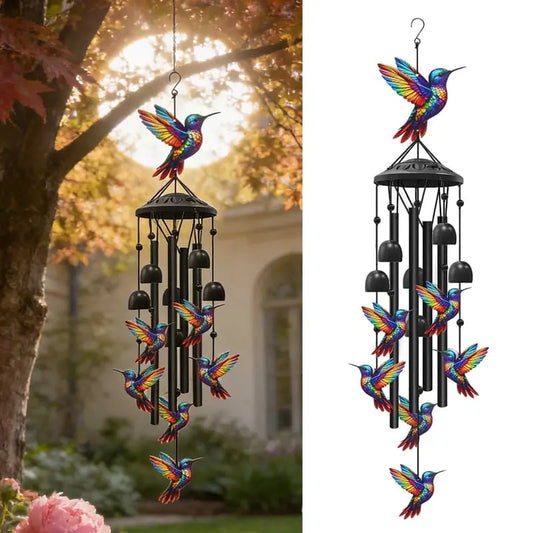 🔥Juneteenth 49% OFF-🐦Vintage Colorful Hummingbird Wind Chime with Metal Tubes and Bells