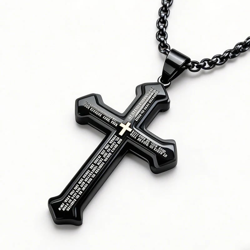Men's Lord's Prayer Cross Necklace