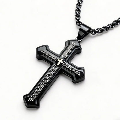 Men's Lord's Prayer Cross Necklace