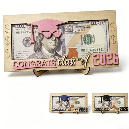 Graduation 2026 Money Holder-Unique Wooden Cash Gift Box for Class of 2026, Creative Graduation Gift for Seniors