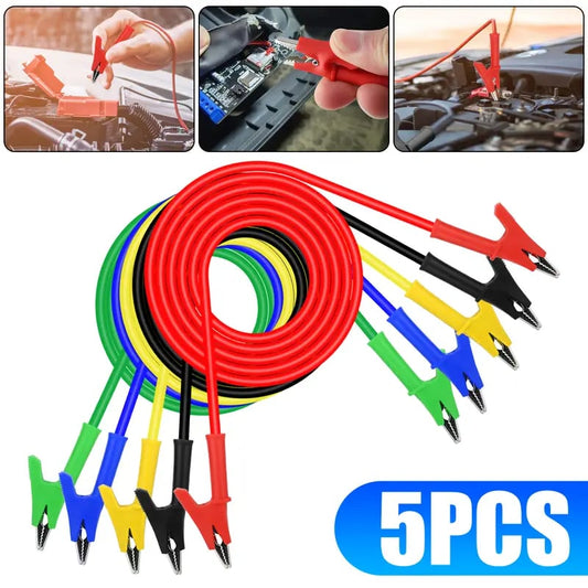 Brand New 2026✨5Pcs Alligator Clips Test Leads Set - 3.3Ft Dual Ended Crocodile Wire Cable,Jumper Wires with Pure Copper Clips,Flexible Copper Cable,for Electrical Testing,Car Repair