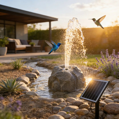 🐦⛲Realistic Granite Rock Solar Bird Bath Fountain - No-Cords Stone Decor