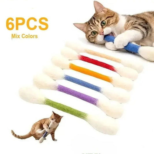 💥LAST DAY SALE 49% OFF💥 6 Pack Giant Cotton Swab Shaped Felt Cat Chew Toys