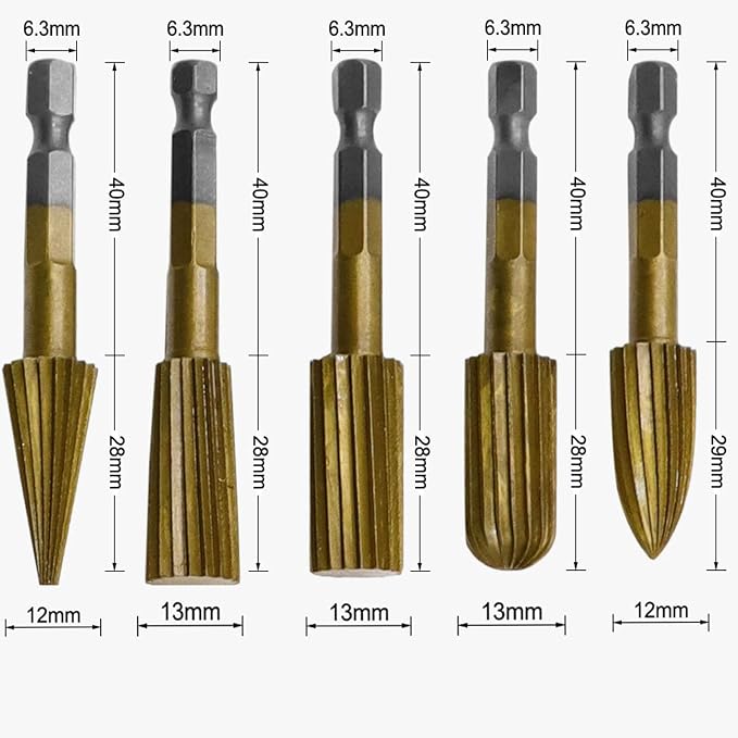 🛠️5PCS Rotary File Burr Set – Heavy-Duty Double Cut Metal Grinder Bits for Drill & Die Grinder