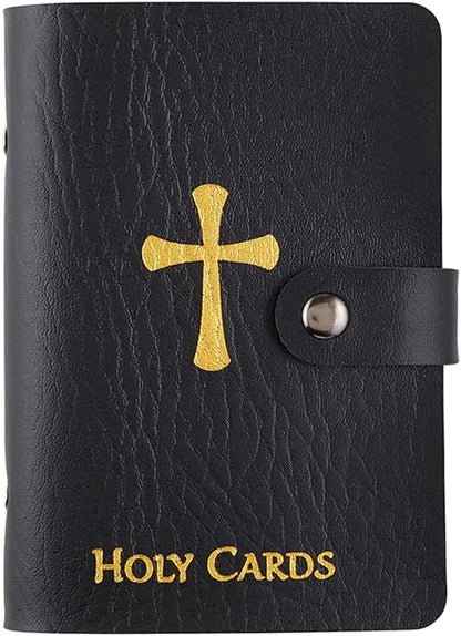 🙏Catholic Faux Leather Holy Card Holder – Pocket Prayer Card Organizer with Snap Closure🎁