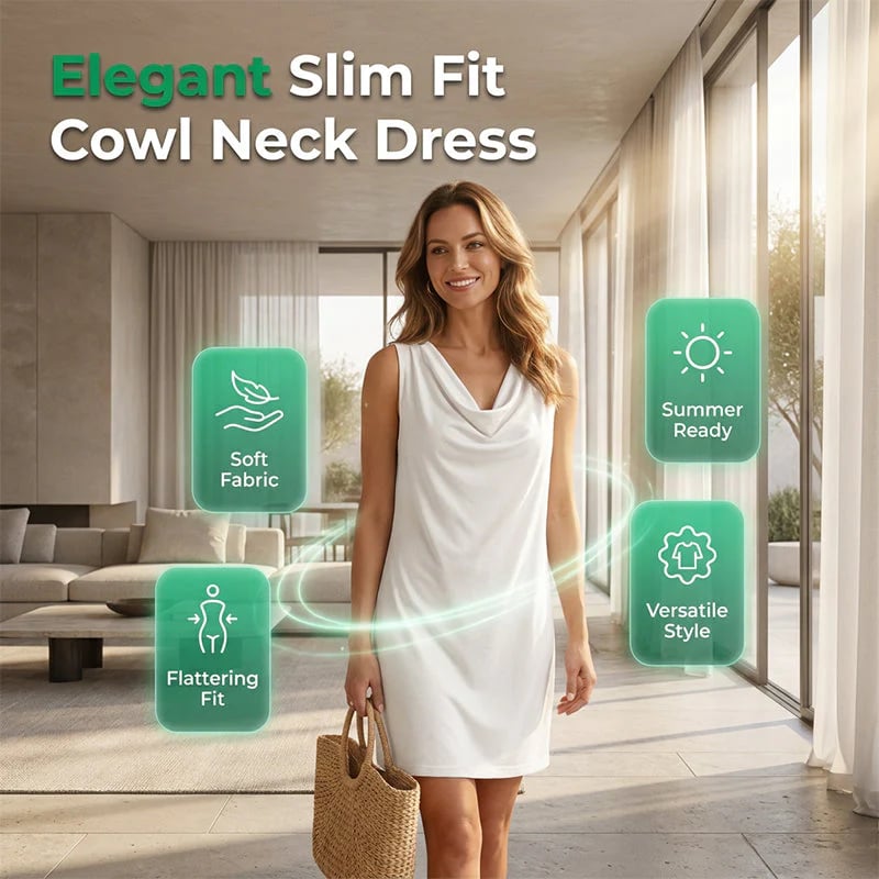 Elegant Slim Fit Cowl Neck Dress