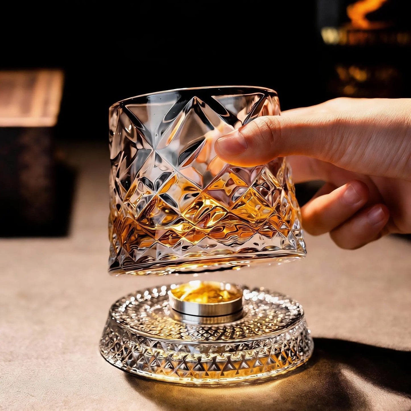 ✨ Diamond Cut Spinning Glass | Elevate Your Home Bar Experience 🏅