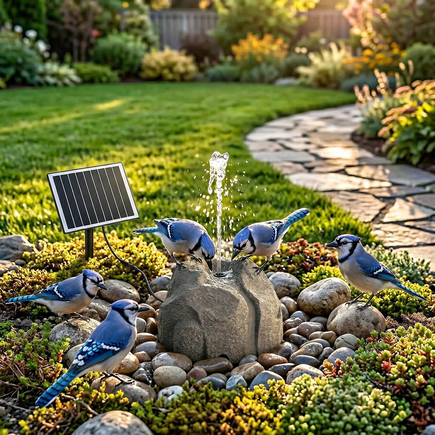 🐦⛲Realistic Granite Rock Solar Bird Bath Fountain - No-Cords Stone Decor