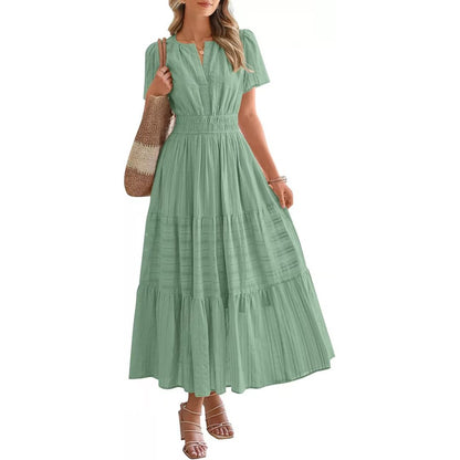 🔥 Women's Summer 2026 Casual Maxi Dress Lightweight Short Sleeve V Neck Boho Dress with Pockets