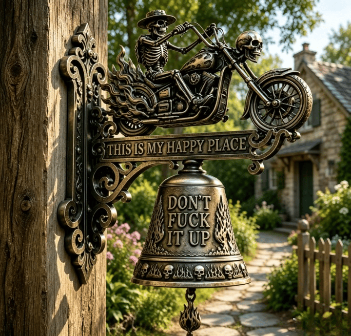 🔥HOT SALE 49% OFF🐉🔔Skull Dragon Rider Bell – “This Is My Happy Place” Wall Bell✨