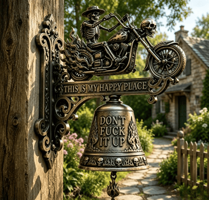 🔥HOT SALE 49% OFF🐉🔔Skull Dragon Rider Bell – “This Is My Happy Place” Wall Bell✨