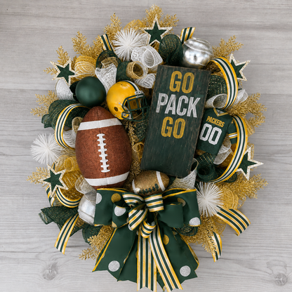 Football Team Handcrafted Wreath for Game-Day Front Door Decor