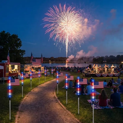 8-Piece Flag Light Set – 4th of July Decorations with 8 Lighting Modes – Ideal for Independence Day Pathways, Gardens, and Yard Decor