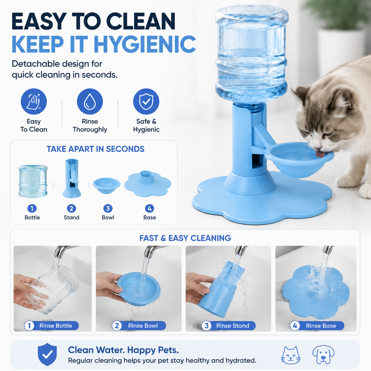 😻 Automatic Pet Water Dispenser – Gravity Self Refilling Cat & Dog Water Bowl🎁Free Water Buckets