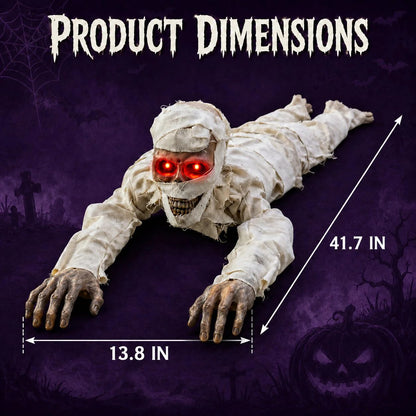 Sound-Activated Animated Crawling Mummy with Glowing Red Eyes