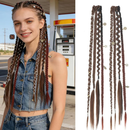 🔥🆕 2026 Boho Dreadlock Clip-In Hair Extensions 🌿 – 20" Braided Hair with Beads & Charms
