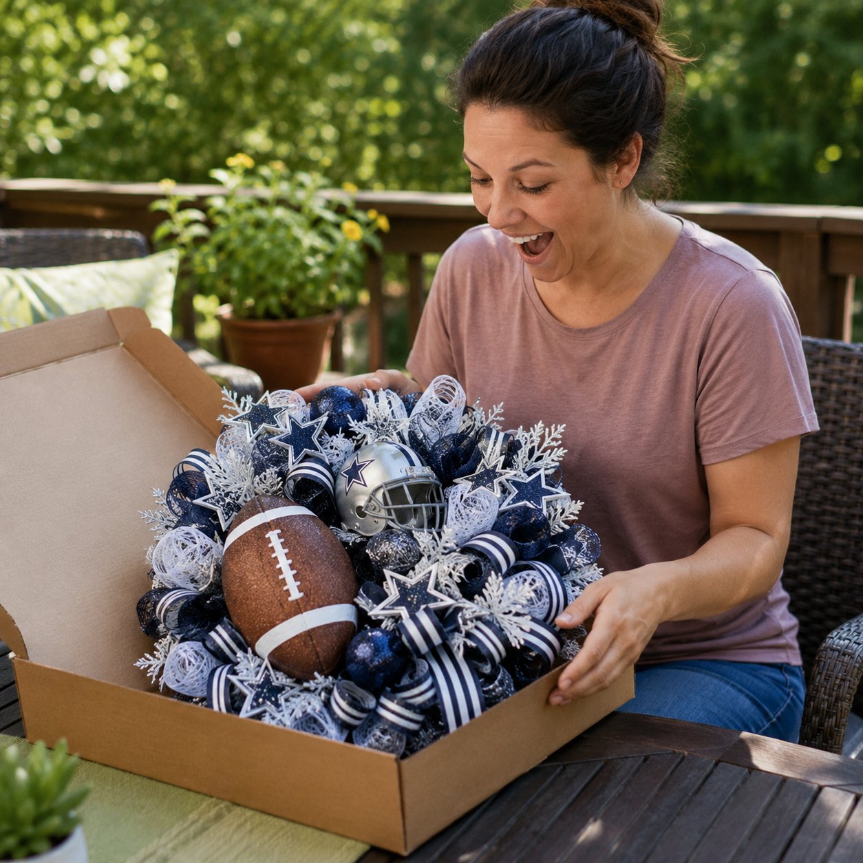 Football Team Handcrafted Wreath for Game-Day Front Door Decor