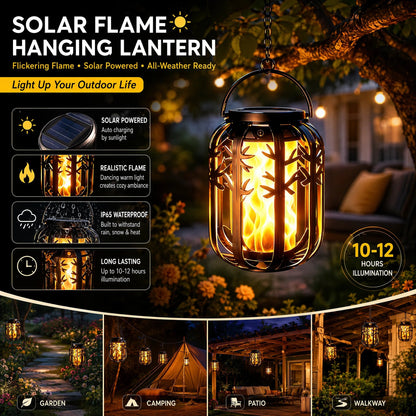 ☀️ Solar Flicker Flame Lantern - Waterproof & Automatic - Realistic warm light, perfect for patios, gardens or paths - no cable needed 🌙