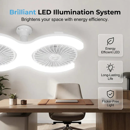 Dual-Head LED Ceiling Fan with Light