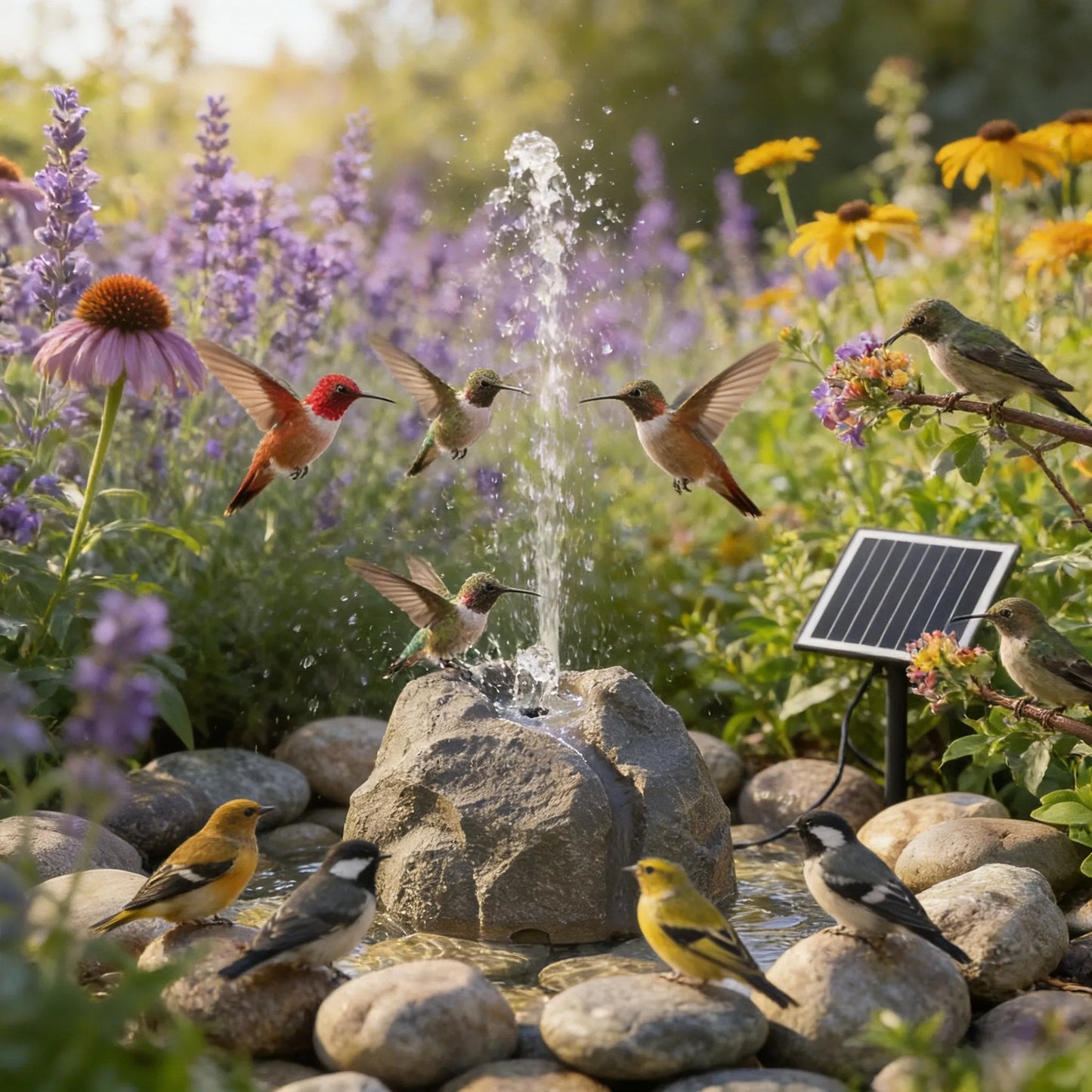 🐦⛲Realistic Granite Rock Solar Bird Bath Fountain - No-Cords Stone Decor