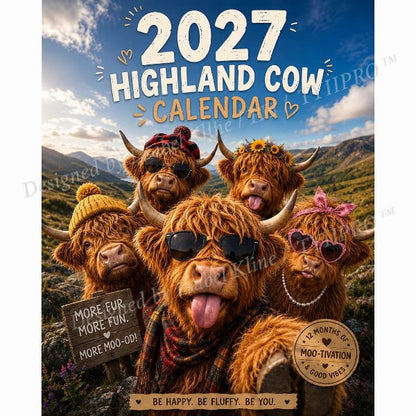 🐮 2027 Funny Highland Cow Wall Calendar | Laugh Through Every Month