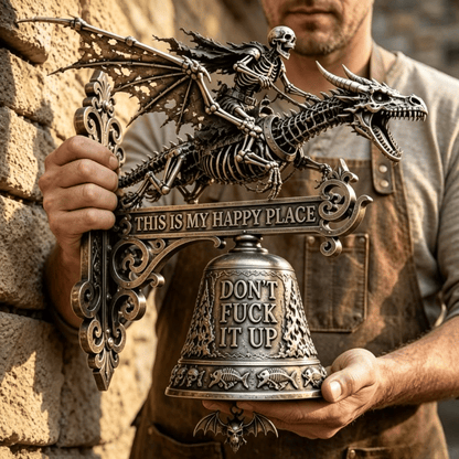 🔥HOT SALE 49% OFF🐉🔔Skull Dragon Rider Bell – “This Is My Happy Place” Wall Bell✨