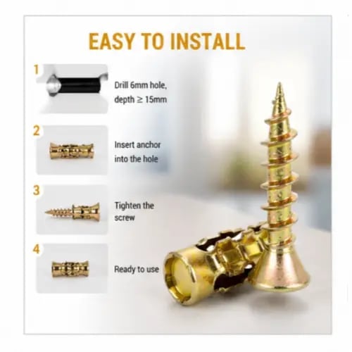 🔩 6×14mm Short Expansion Screw Set for Cabinet Hinge Repair & Stripped Thread Restoration