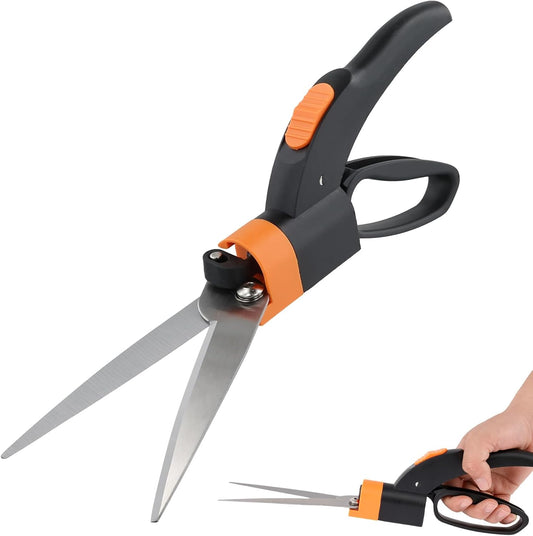 Grass Shears 360-Degree Swivel Blades, Ultra-Sharp Grass Cutter with 5’’ Stainless Steel Blades, Gardening Shears and Plant Cutting Scissors