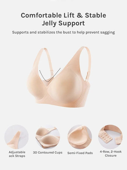 Pack of 3 Jelly Wireless Seamless Deep-V Push-Up Bra