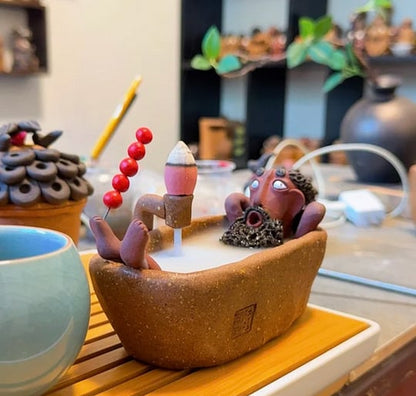 🔥 🎁Handmade Bath Guy Ceramic Incense Holder