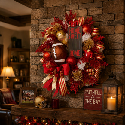 Football Team Handcrafted Wreath for Game-Day Front Door Decor